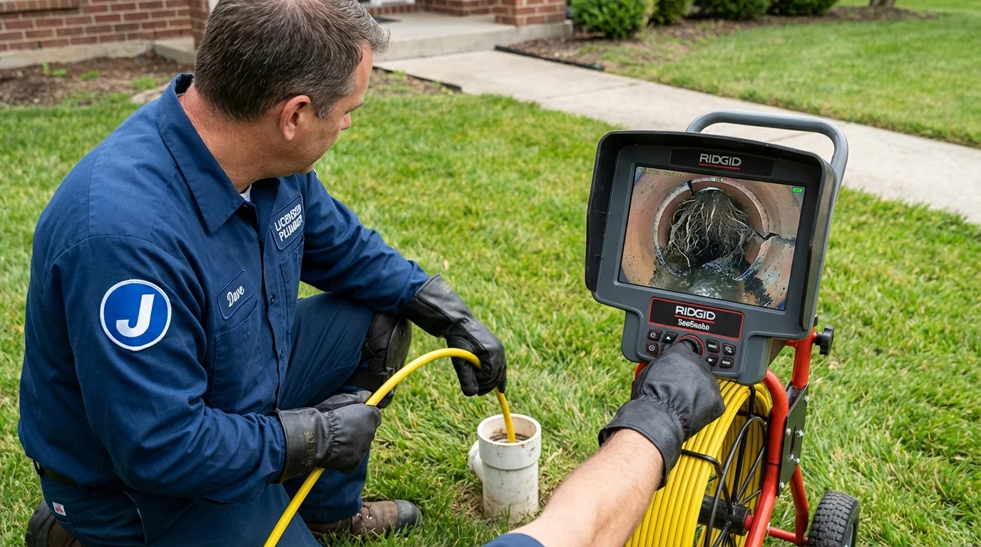 Sewer camera inspection being performed by Johns Plumbing LLC in Roseville